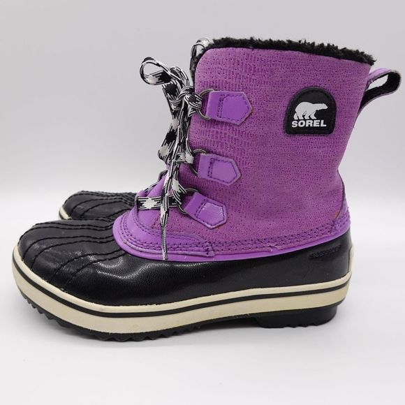 Sorel Other - Sorel Trivoli Waterproof Lace Up Snow Boots Purple and Black Sz 3 Excellent Cond